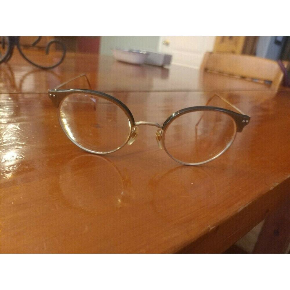 Rare GIORGIO ARMANI Gold Rim Round eyeglasses frames 140 49 29 Italy Black